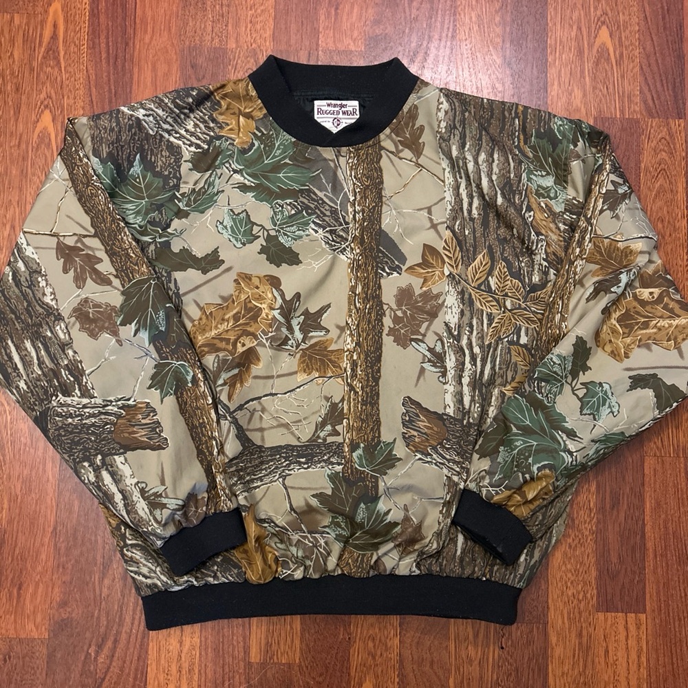 Wrangler Rugged Wear Camouflage Pullover Windbreaker Jacket Size XL